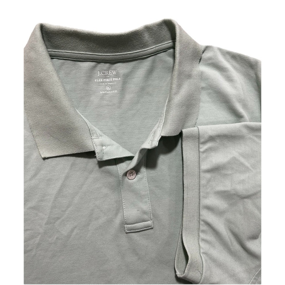 J Crew Flex Pique‎ Polo Shirt Men's XL Light Green Untucked Style